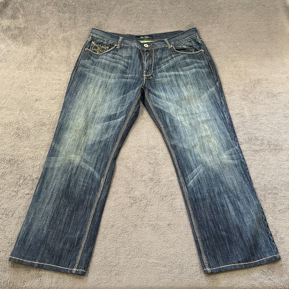 Five Four Blue Dark Wash Denim Straight Wide Leg Baggy Jeans Men's Size 42